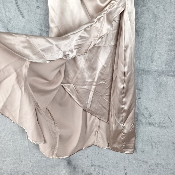 Womens Dress Medium Babydoll Y2K Wrap Ruffle HOCO Dance‎ Coquette Satin Fairy - Picture 4 of 9